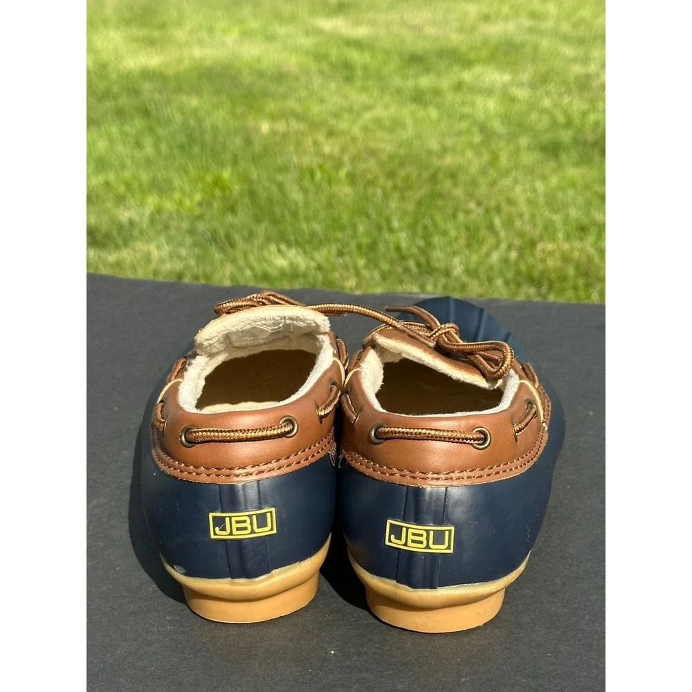 JBU Jambu Gwen Navy Blue Brown Faux‎ Fur Lined Duck Shoe Loafers Men's 11M